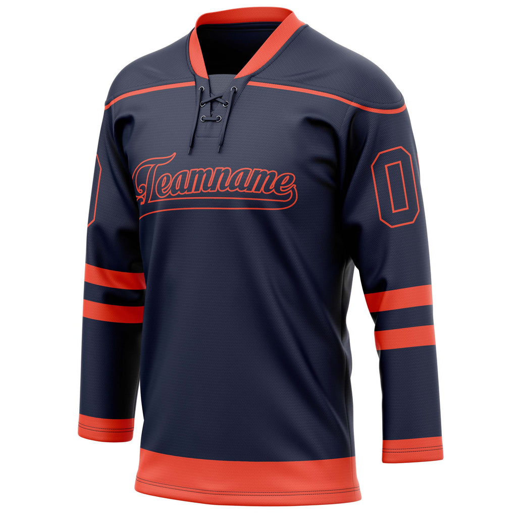 Personalized Navy & Red Solid Colour Hockey Jersey
