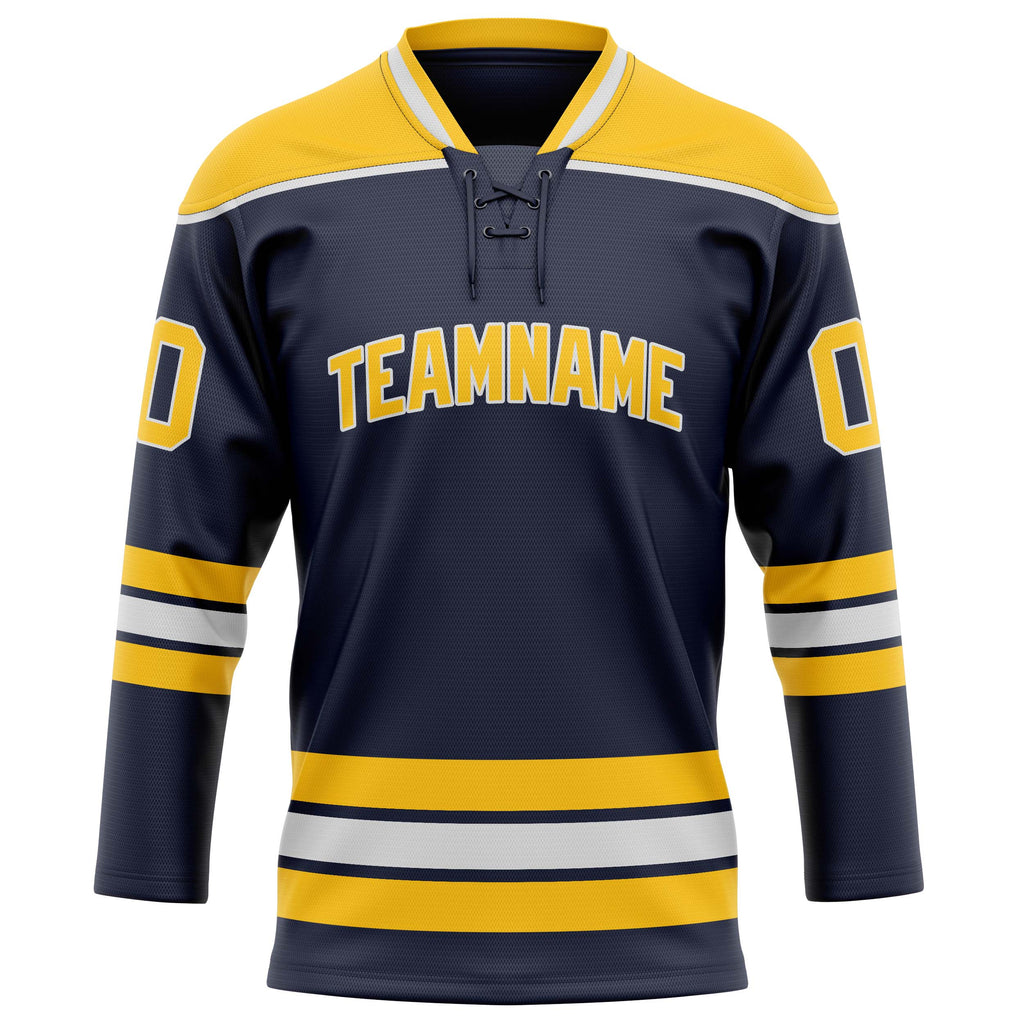 Personalized Navy & Gold Solid Colour Hockey Jersey