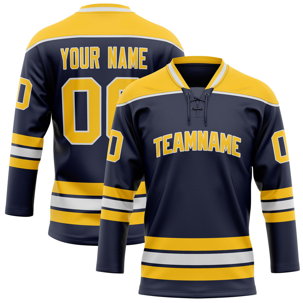 Personalized Navy & Gold Solid Colour Hockey Jersey