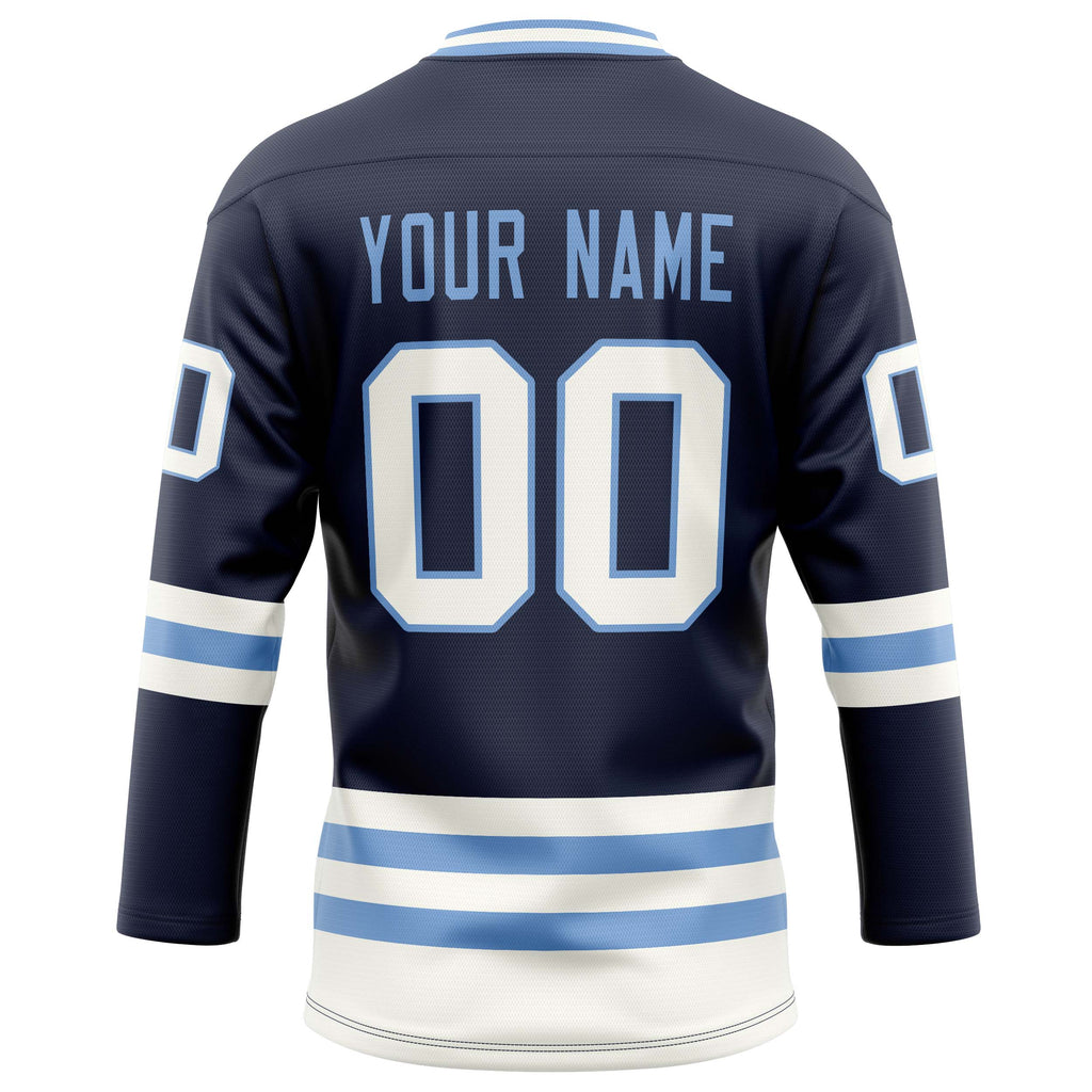 Personalized Navy & Light Blue Solid Colour Hockey Jersey