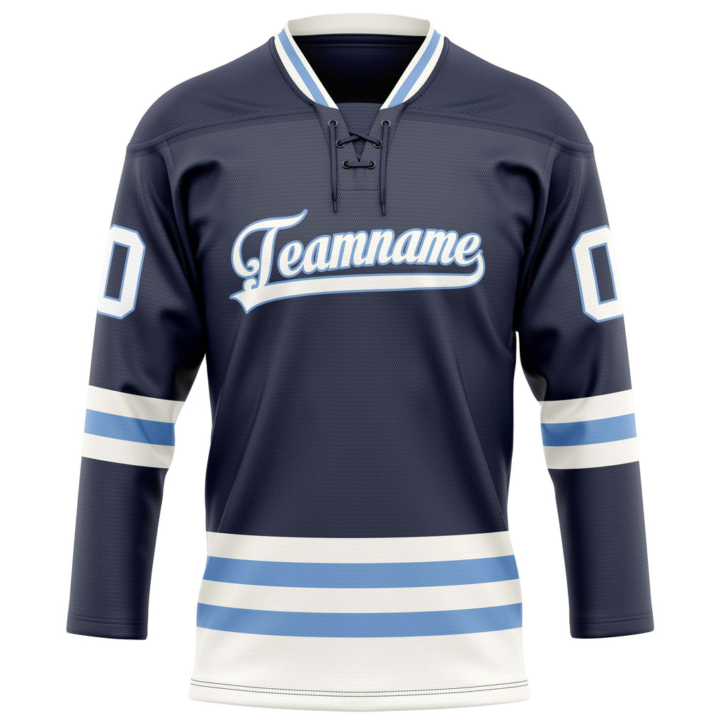 Personalized Navy & Light Blue Solid Colour Hockey Jersey
