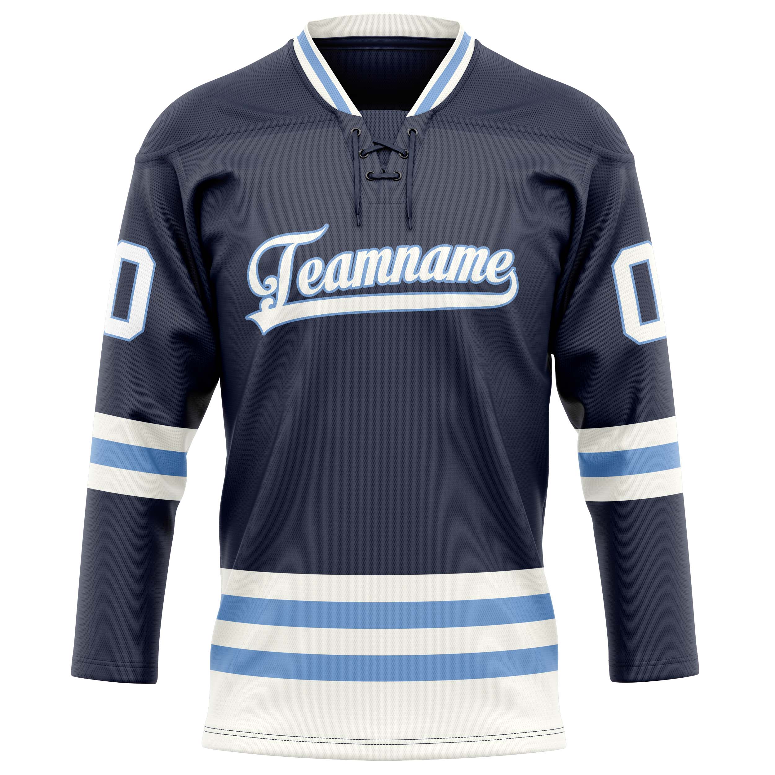 Personalized Navy & Light Blue Solid Colour Hockey Jersey