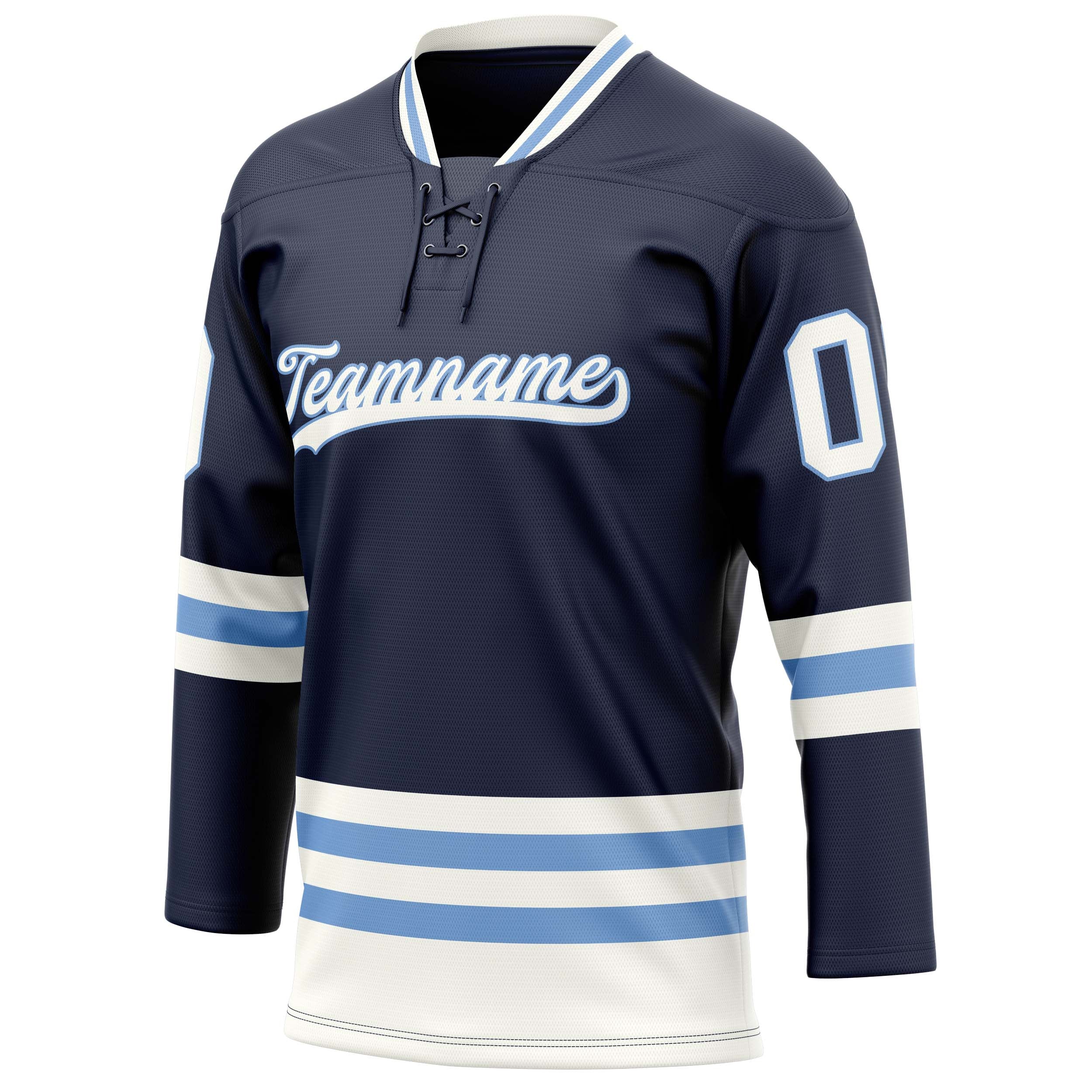 Personalized Navy & Light Blue Solid Colour Hockey Jersey