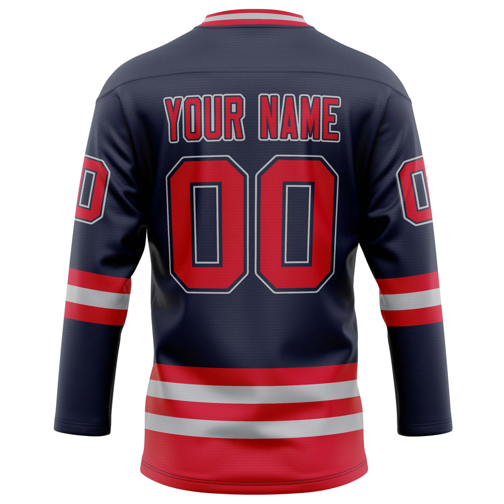 Personalized Navy & Red Solid Colour Hockey Jersey
