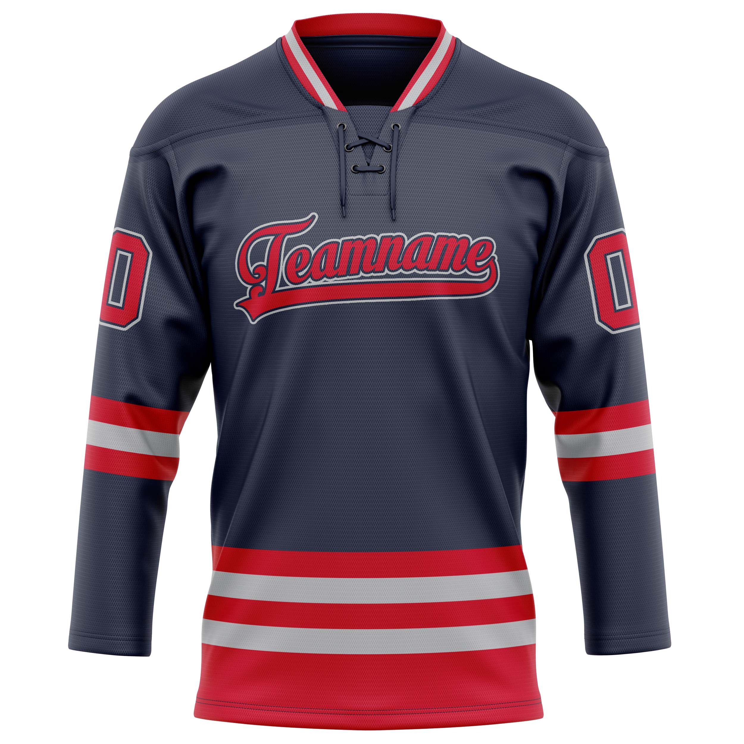 Personalized Navy & Red Solid Colour Hockey Jersey