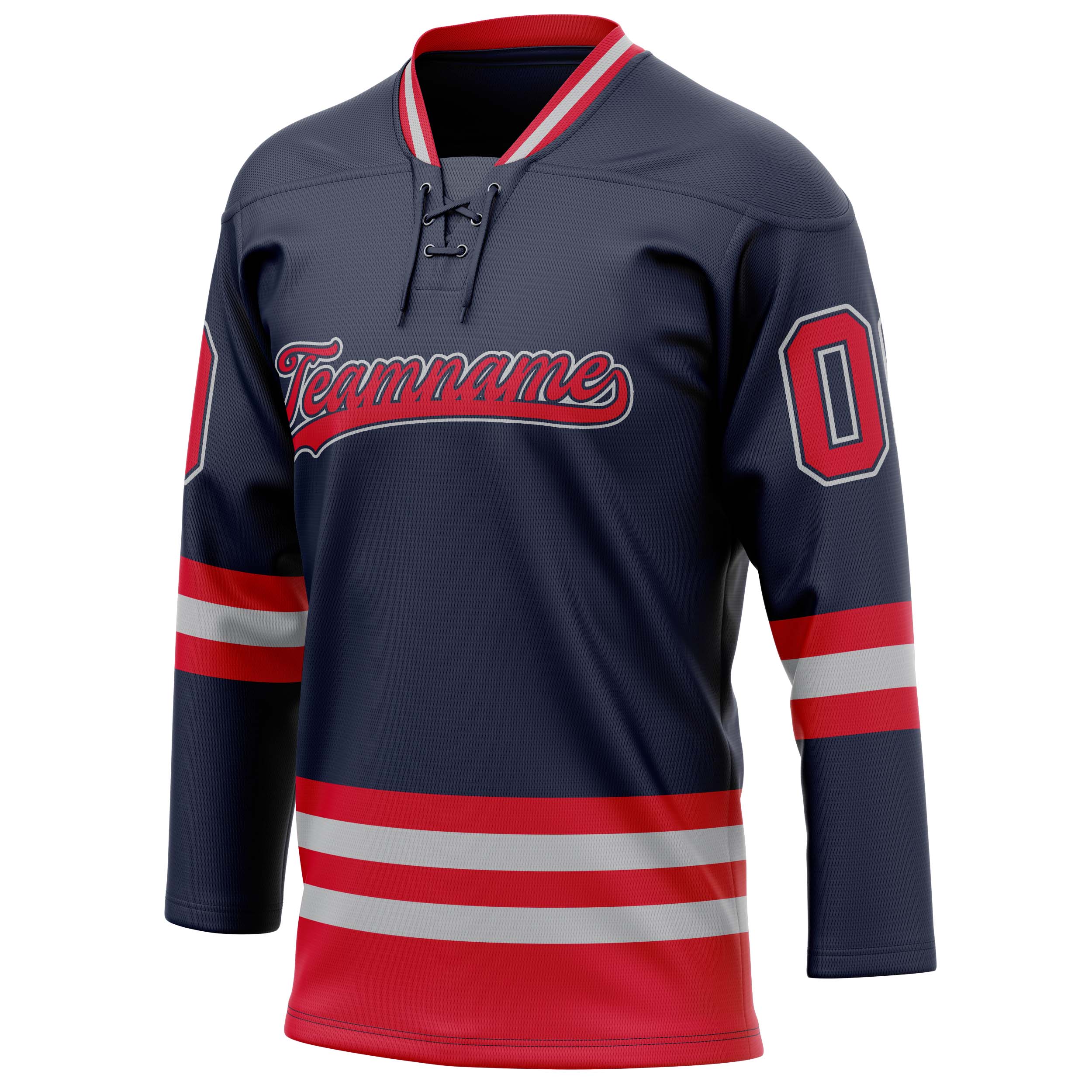 Personalized Navy & Red Solid Colour Hockey Jersey