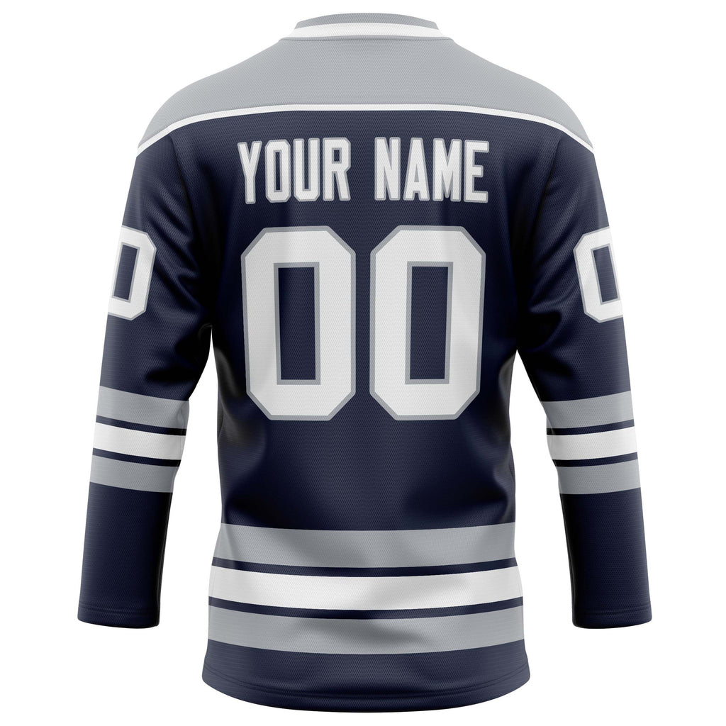 Personalized Navy & Gray Solid Colour Hockey Jersey