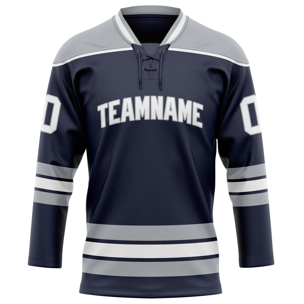 Personalized Navy & Gray Solid Colour Hockey Jersey
