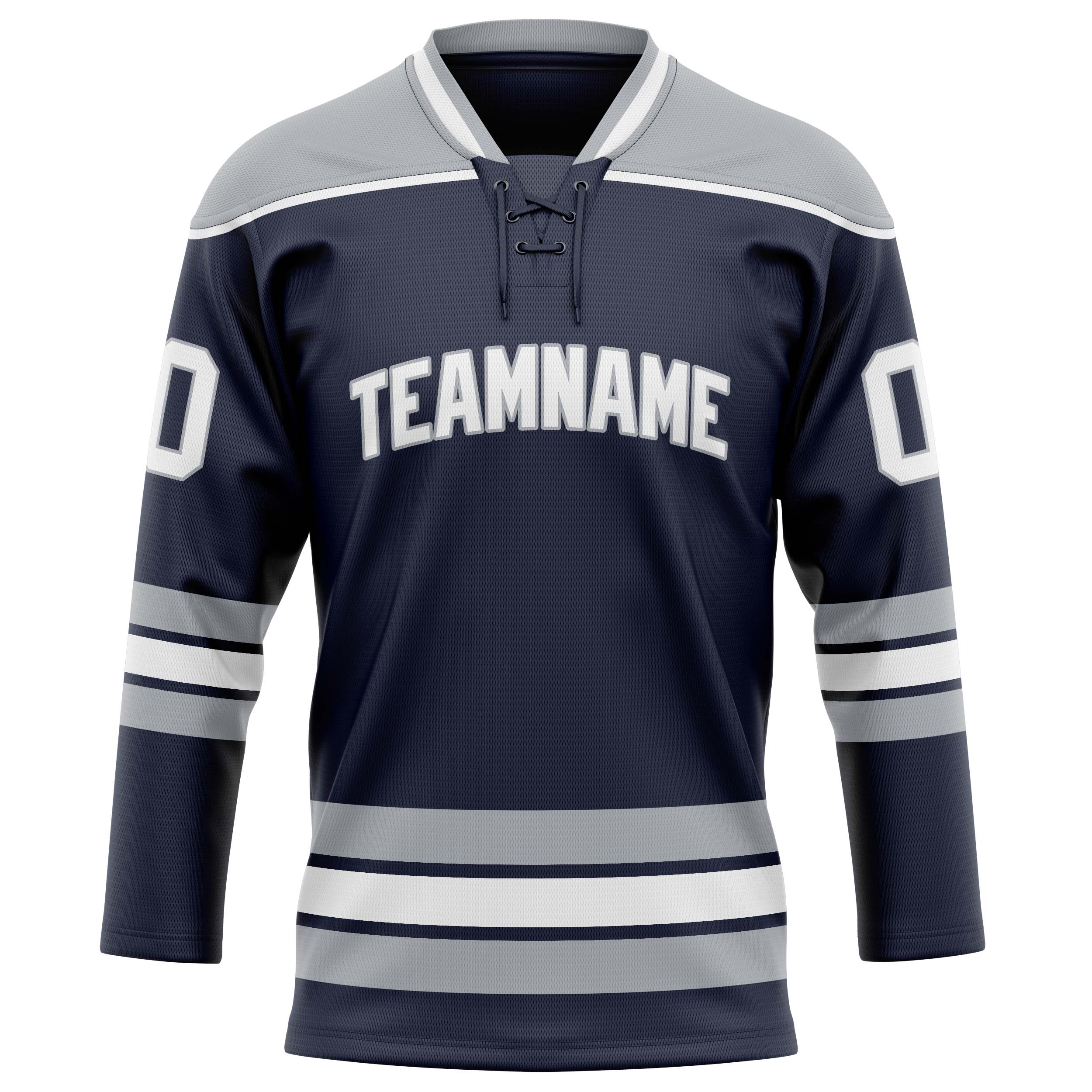 Personalized Navy & Gray Solid Colour Hockey Jersey