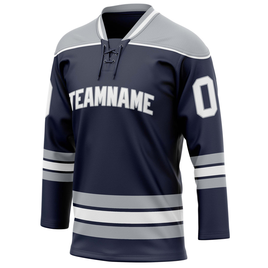 Personalized Navy & Gray Solid Colour Hockey Jersey