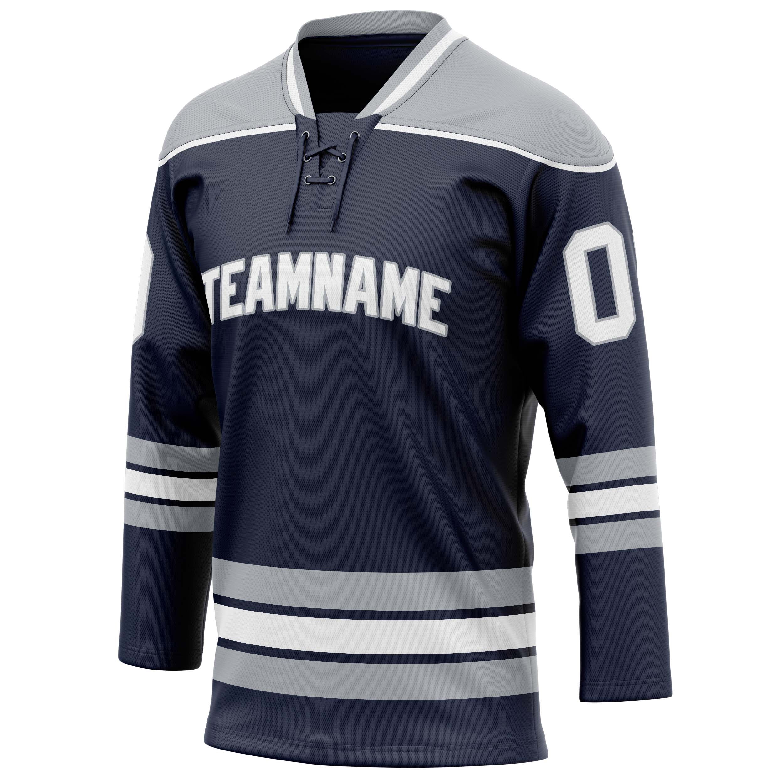 Personalized Navy & Gray Solid Colour Hockey Jersey