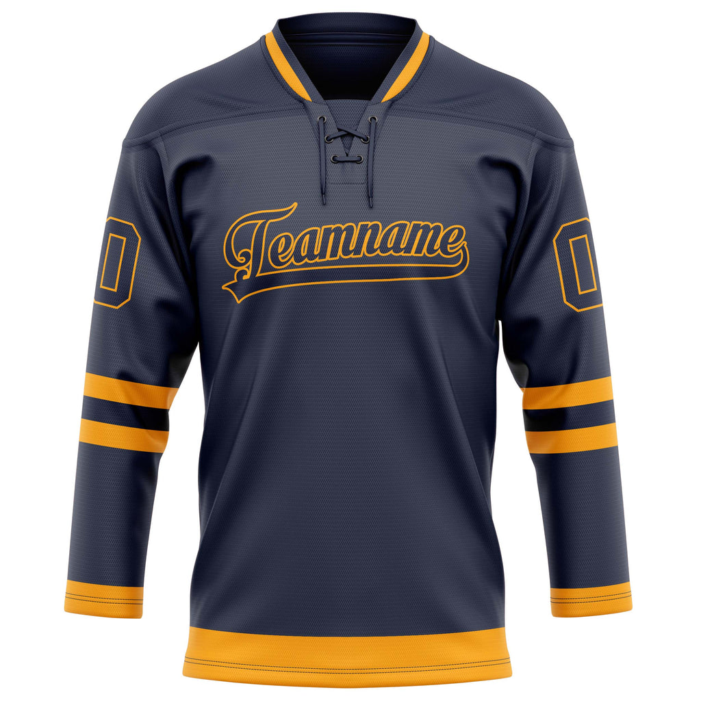 Personalized Navy & Gold Solid Colour Hockey Jersey