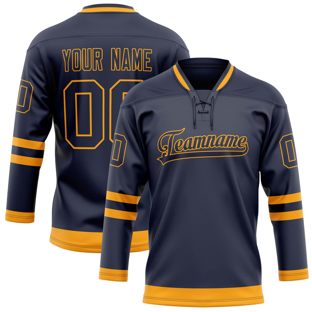 Personalized Navy & Gold Solid Colour Hockey Jersey