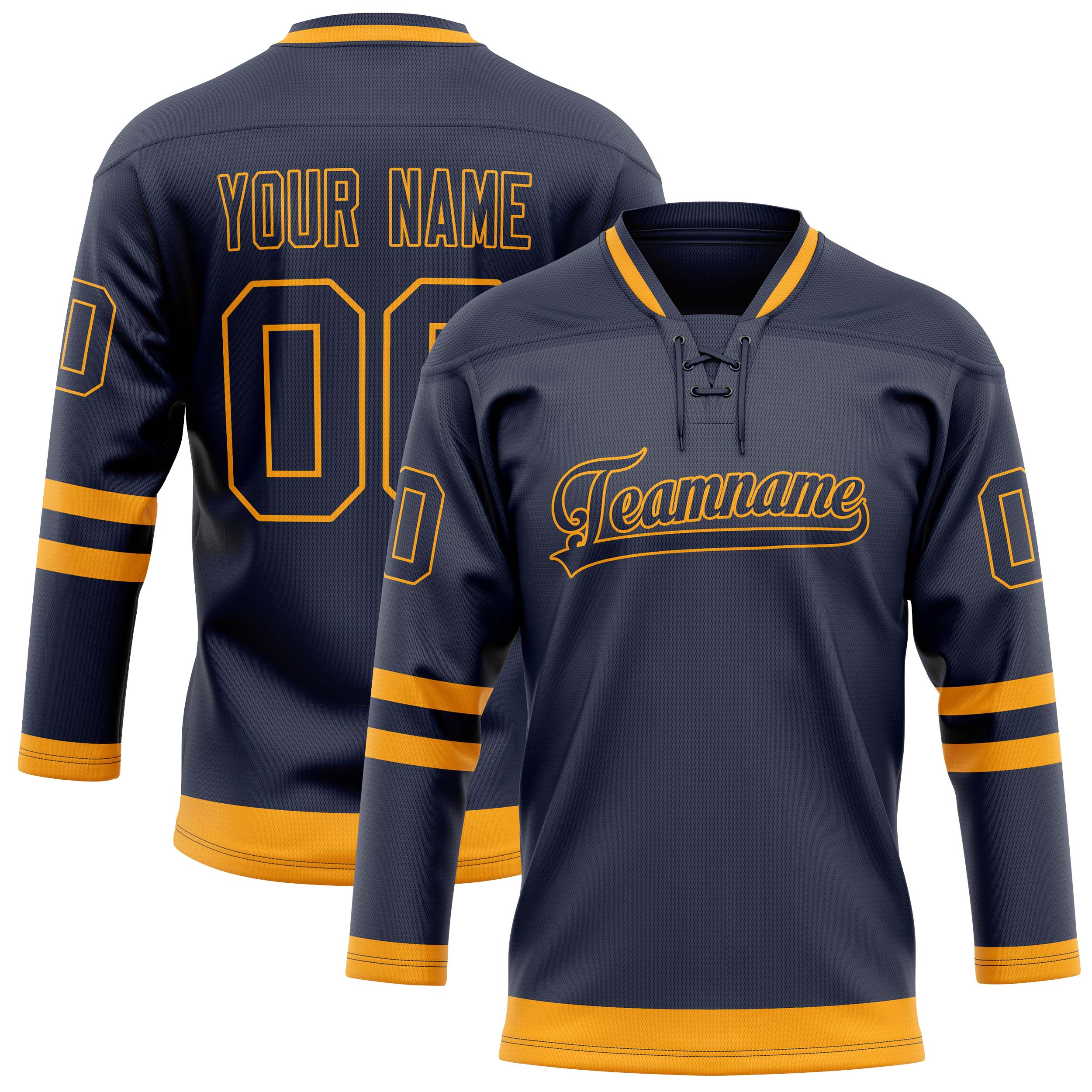 Personalized Navy & Gold Solid Colour Hockey Jersey