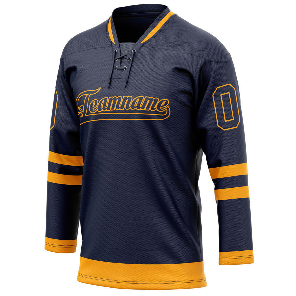 Personalized Navy & Gold Solid Colour Hockey Jersey