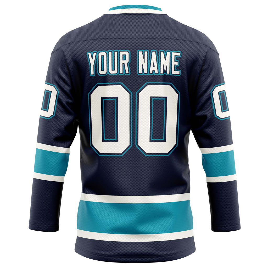 Personalized Navy & Teal Solid Colour Hockey Jersey
