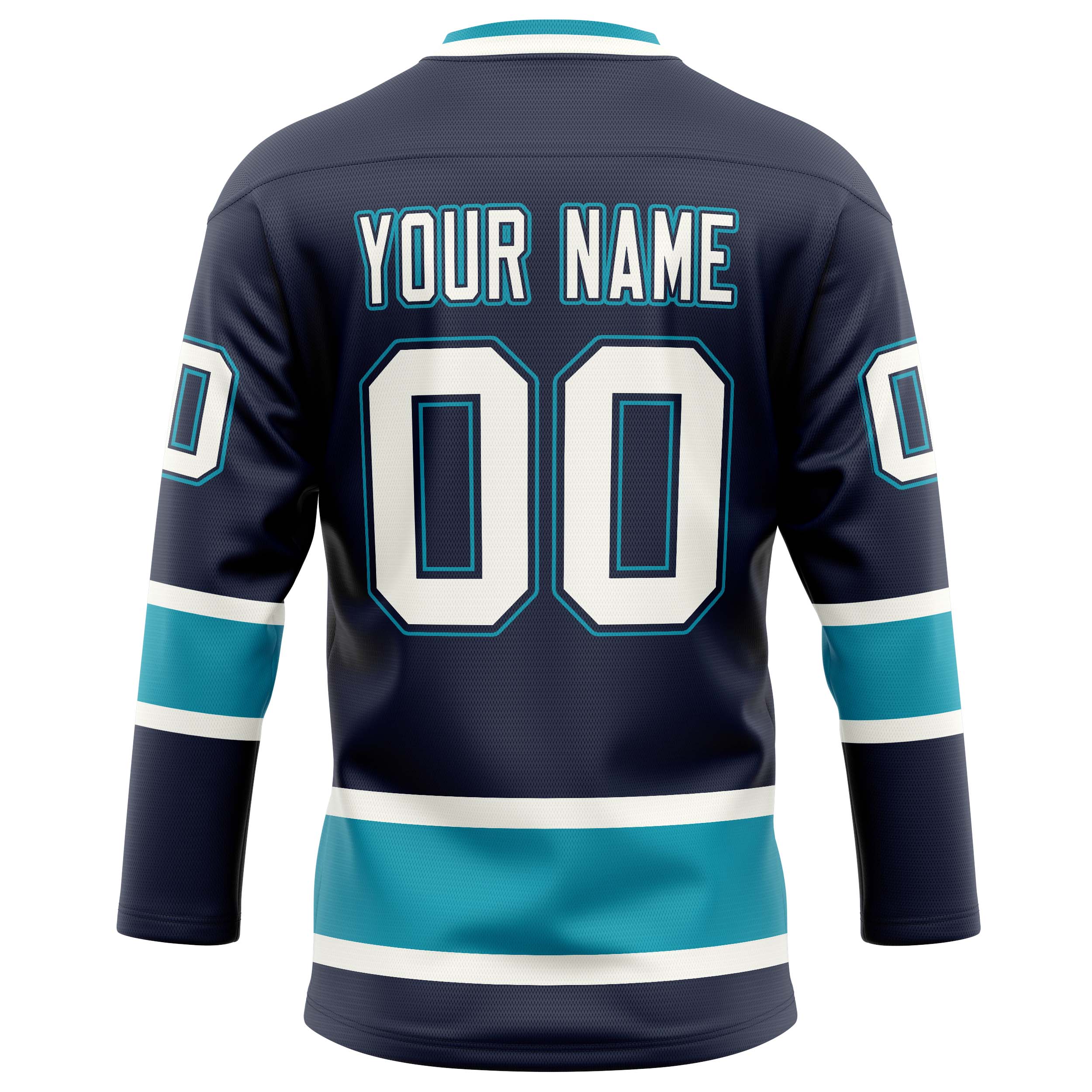 Personalized Navy & Teal Solid Colour Hockey Jersey