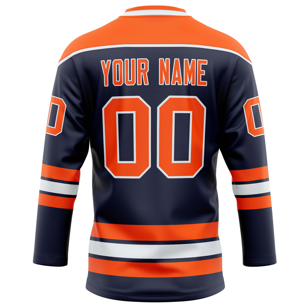 Personalized Navy & Orange Solid Colour Hockey Jersey