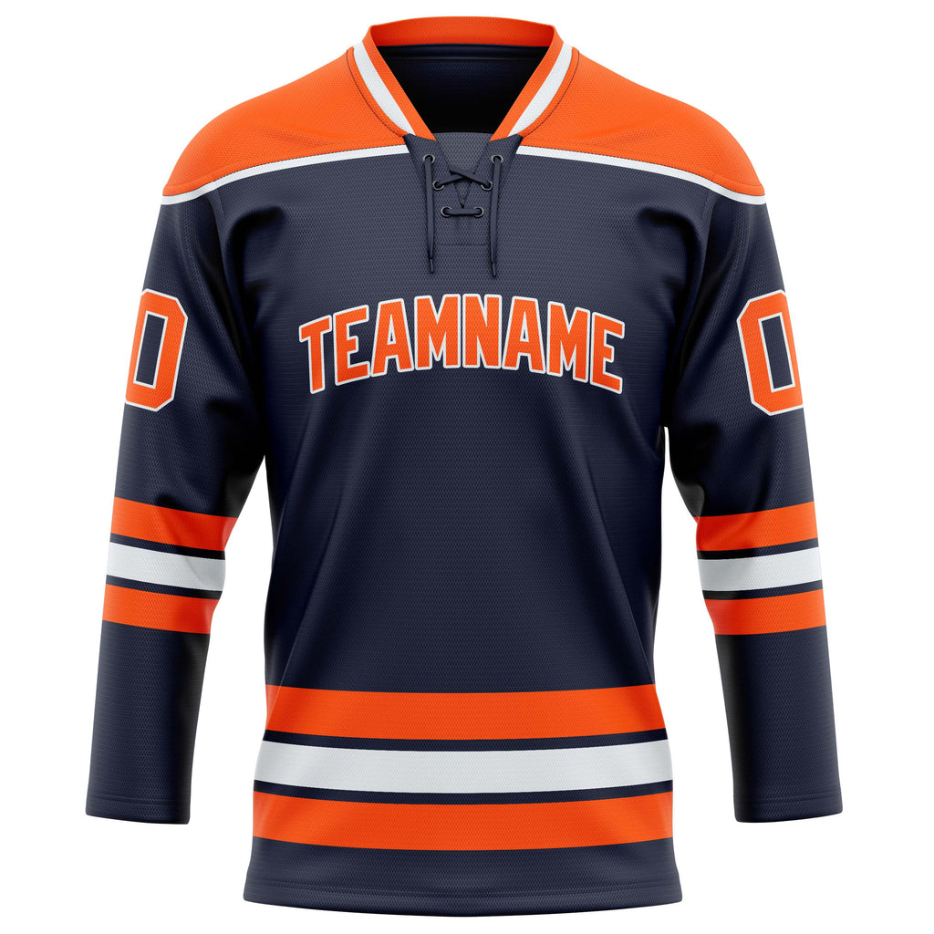 Personalized Navy & Orange Solid Colour Hockey Jersey