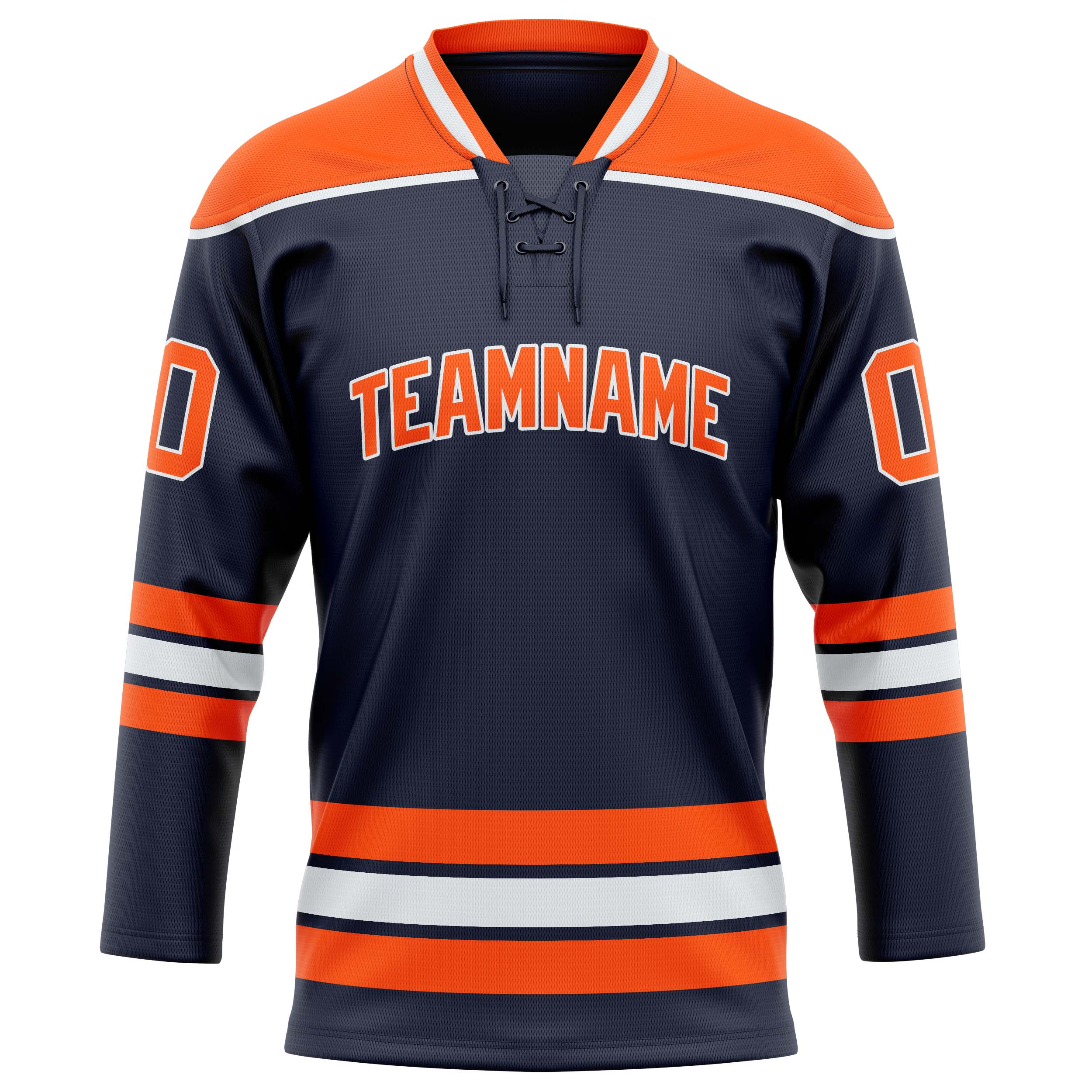 Personalized Navy & Orange Solid Colour Hockey Jersey
