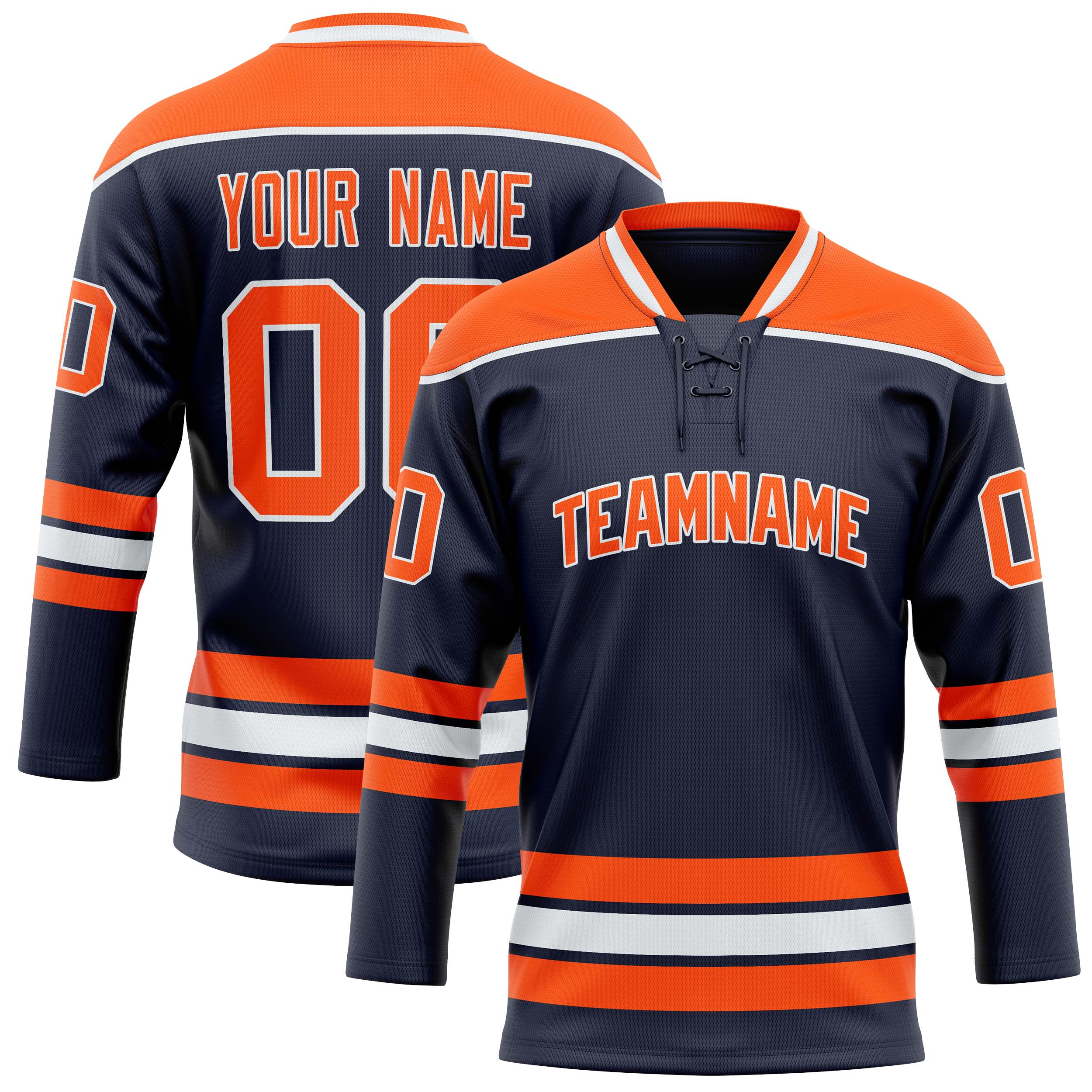 Personalized Navy & Orange Solid Colour Hockey Jersey