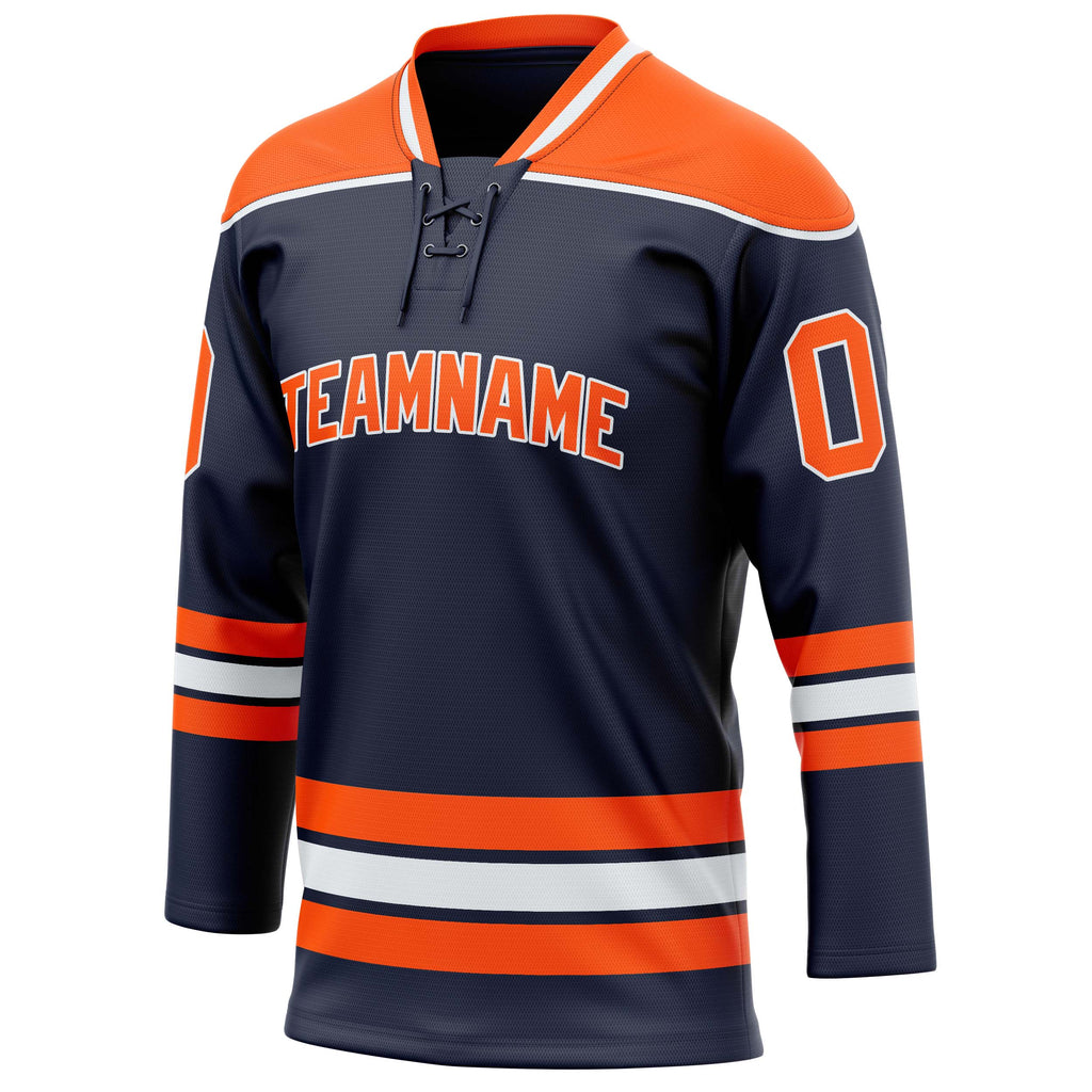 Personalized Navy & Orange Solid Colour Hockey Jersey