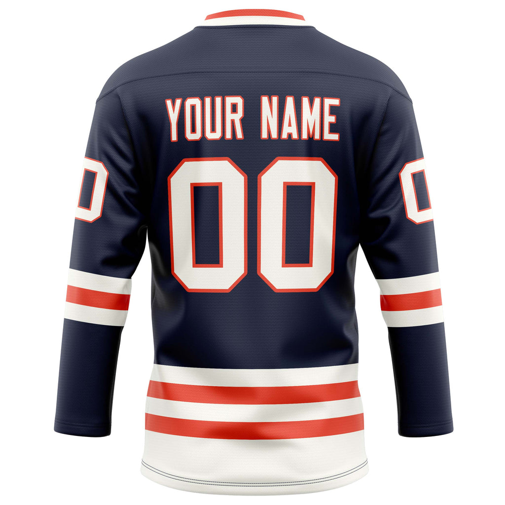Personalized Navy & White Solid Colour Hockey Jersey