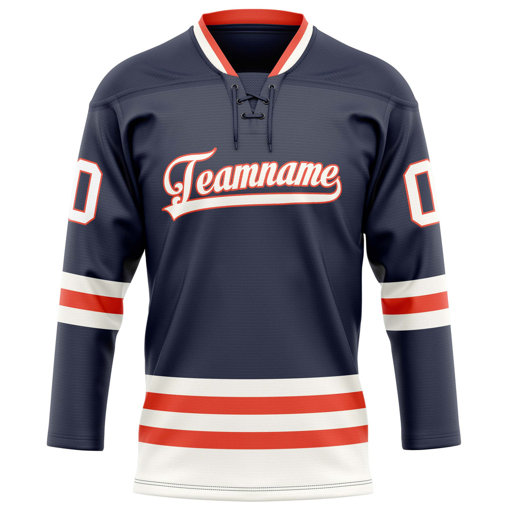 Personalized Navy & White Solid Colour Hockey Jersey