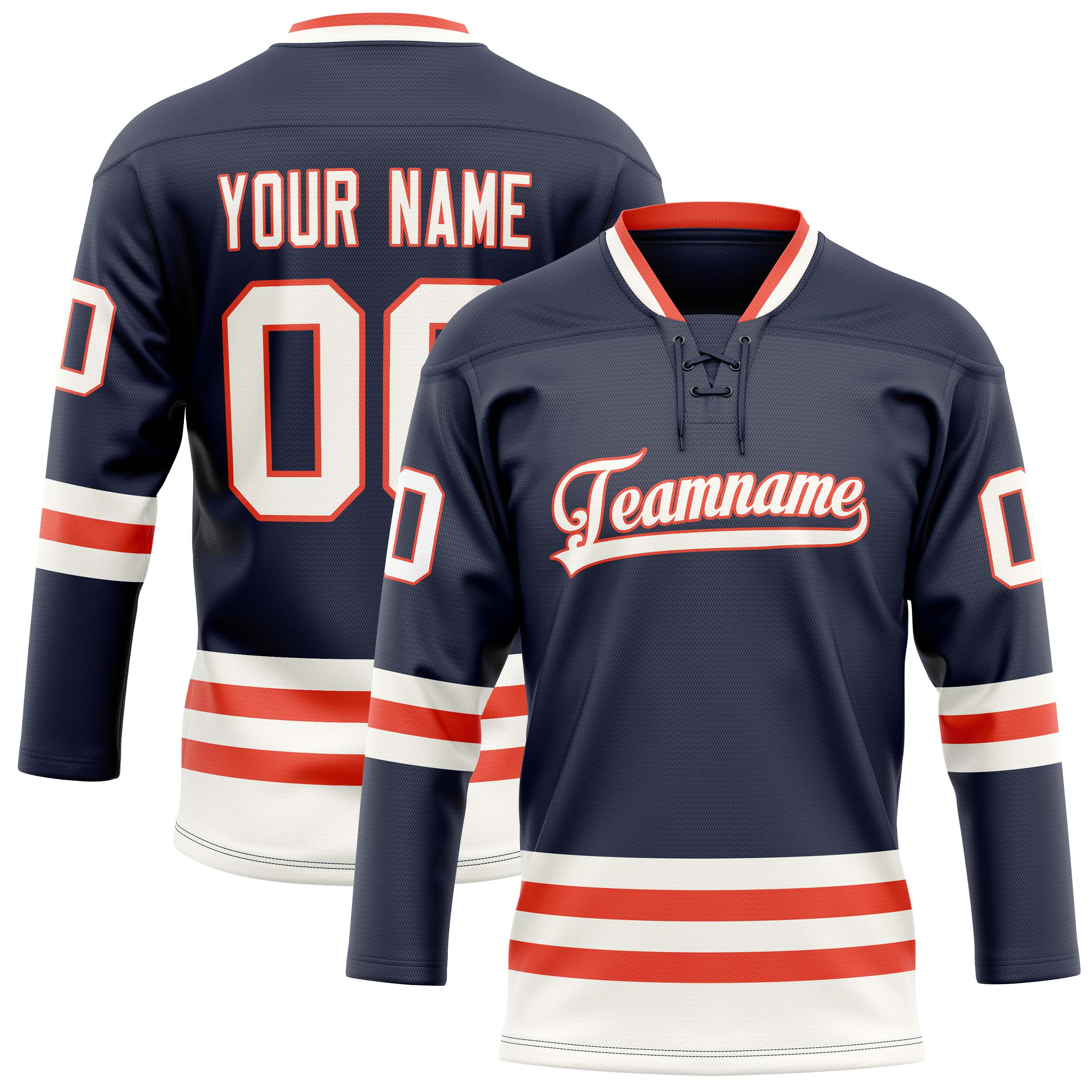 Personalized Navy & White Solid Colour Hockey Jersey