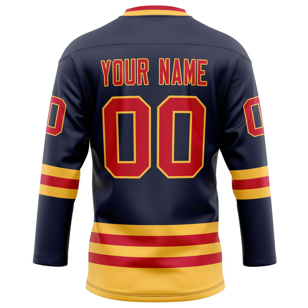 Personalized Navy & Red Solid Colour Hockey Jersey