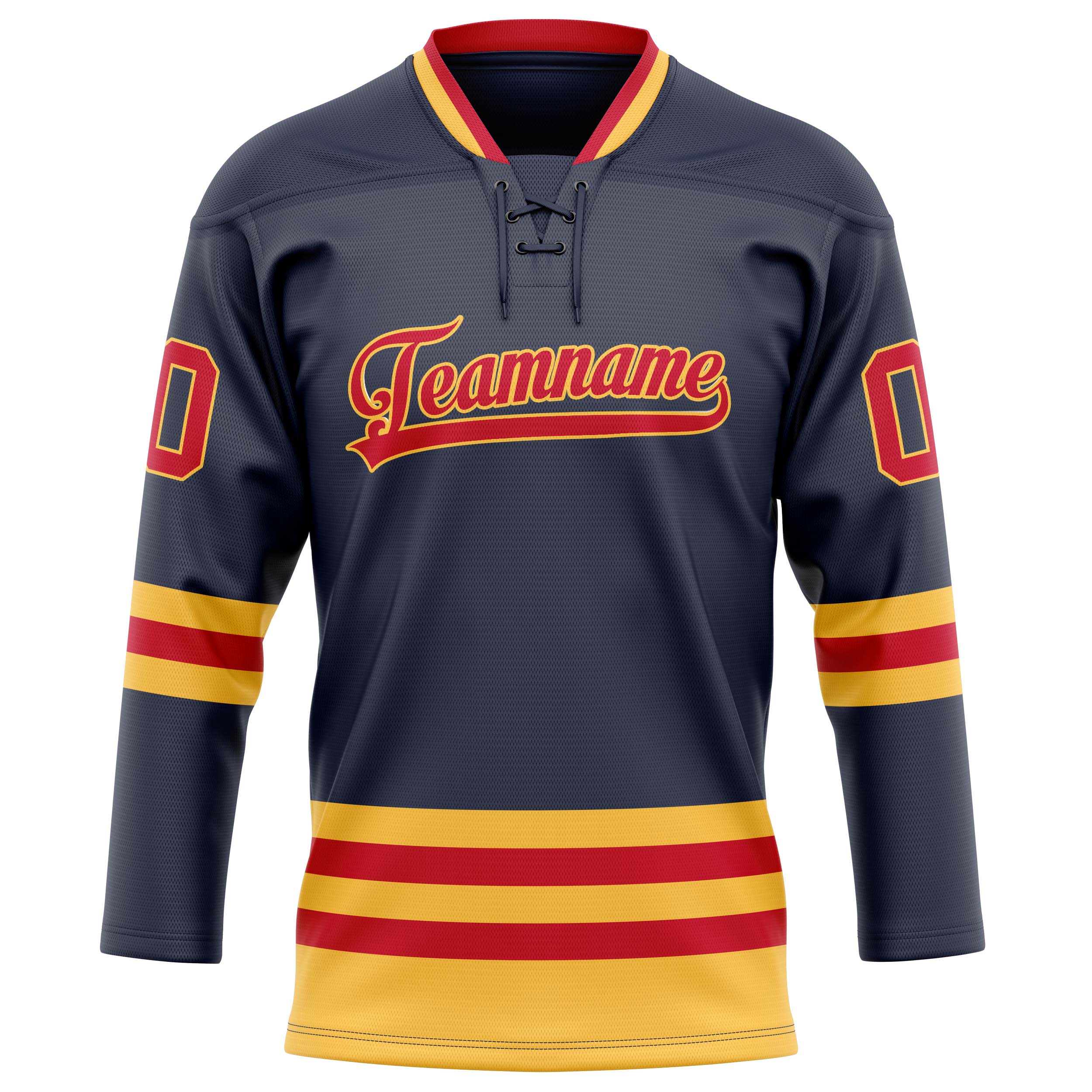 Personalized Navy & Red Solid Colour Hockey Jersey