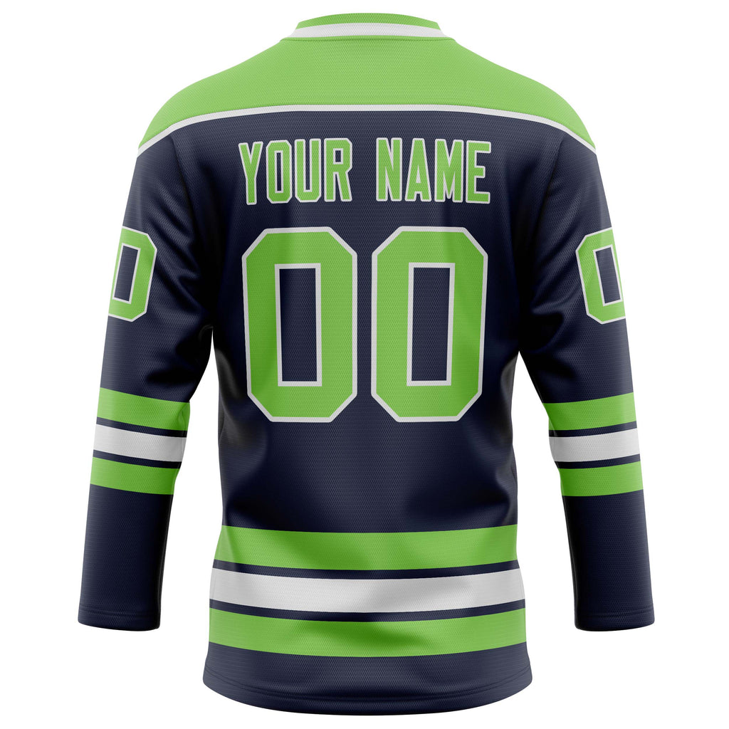 Personalized Navy & Neon Green Solid Colour Hockey Jersey