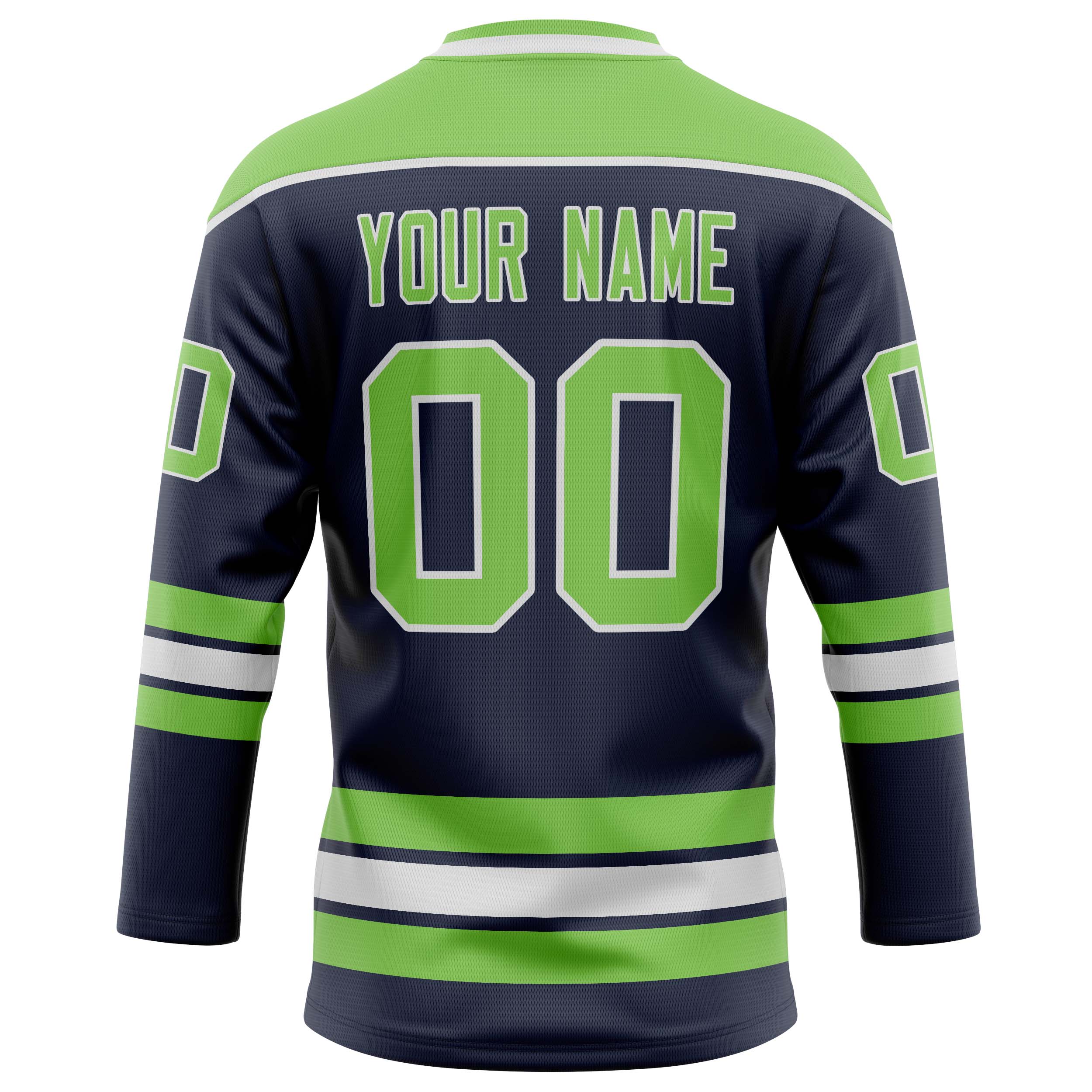 Personalized Navy & Neon Green Solid Colour Hockey Jersey