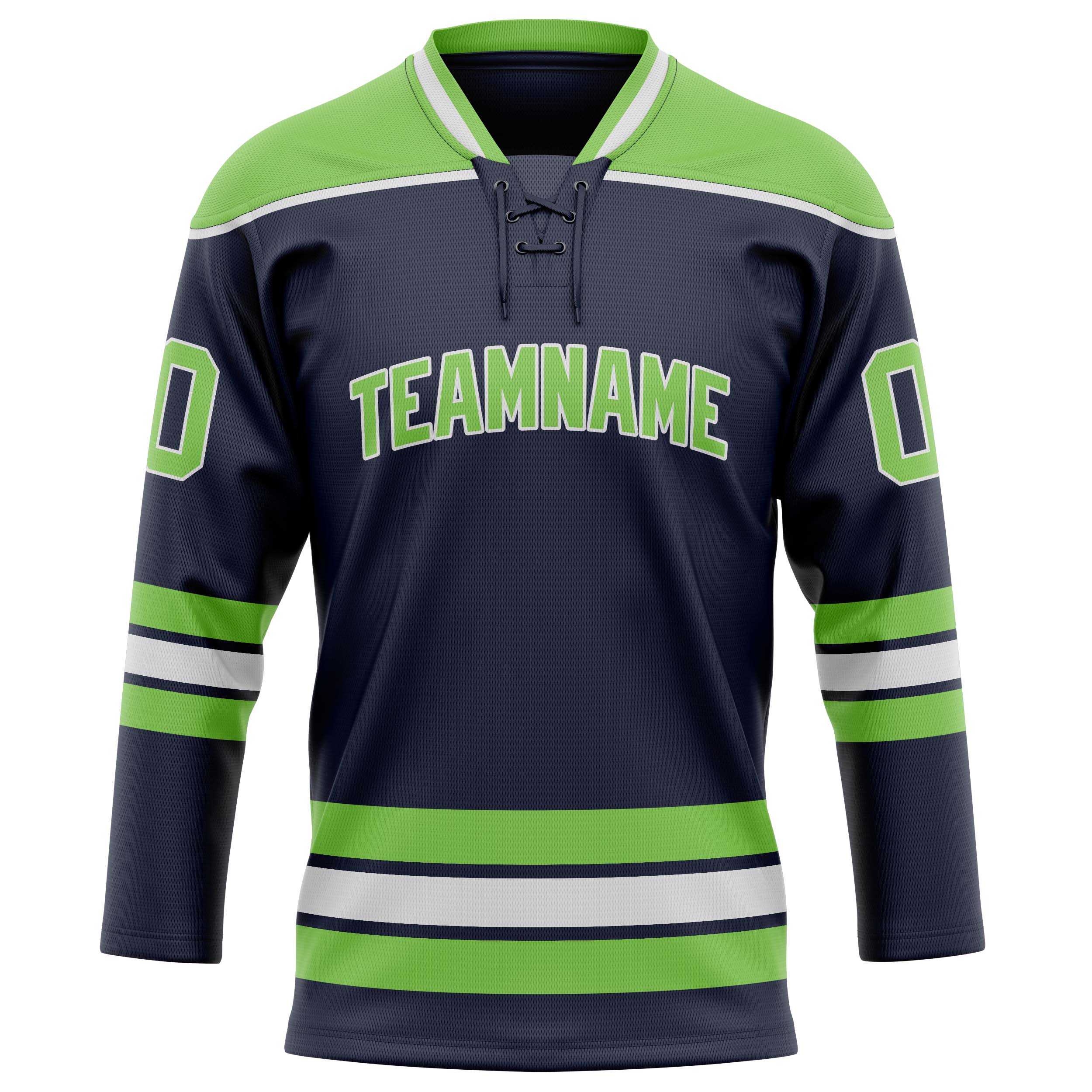 Personalized Navy & Neon Green Solid Colour Hockey Jersey