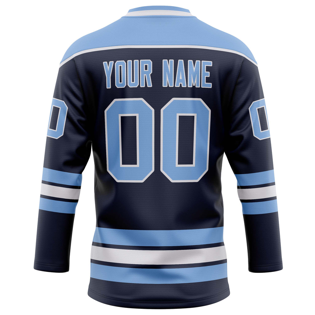 Personalized Navy & Light Blue Solid Colour Hockey Jersey