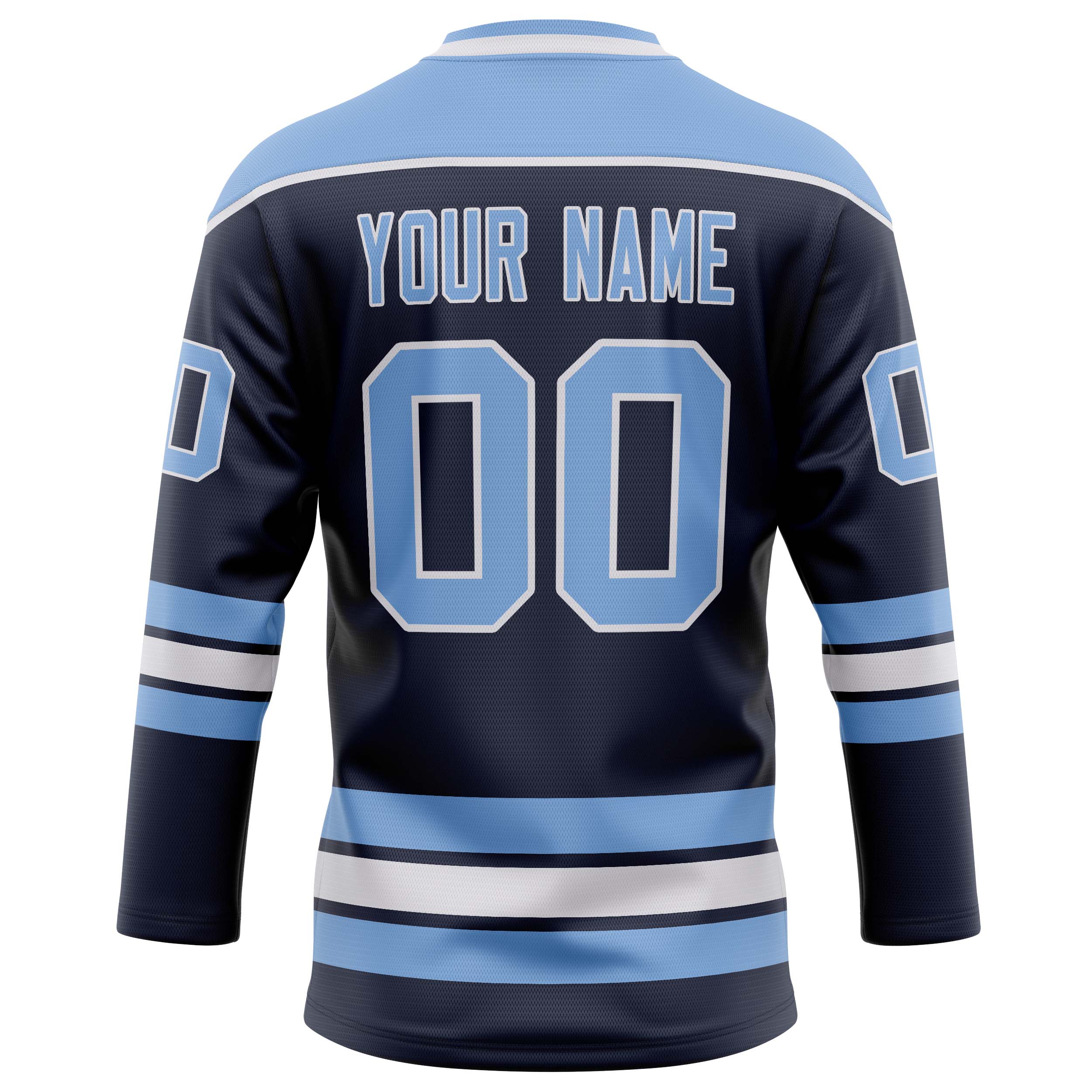 Personalized Navy & Light Blue Solid Colour Hockey Jersey
