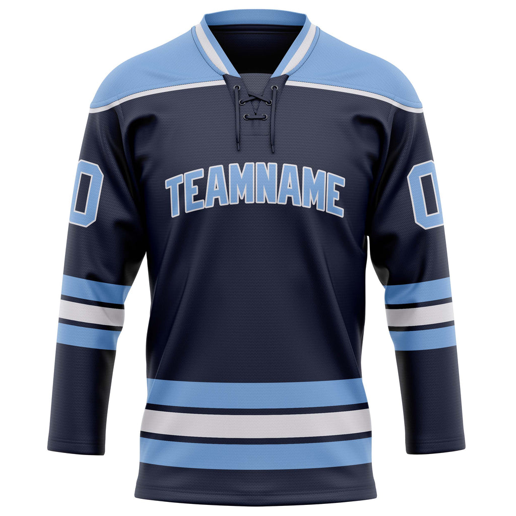 Personalized Navy & Light Blue Solid Colour Hockey Jersey