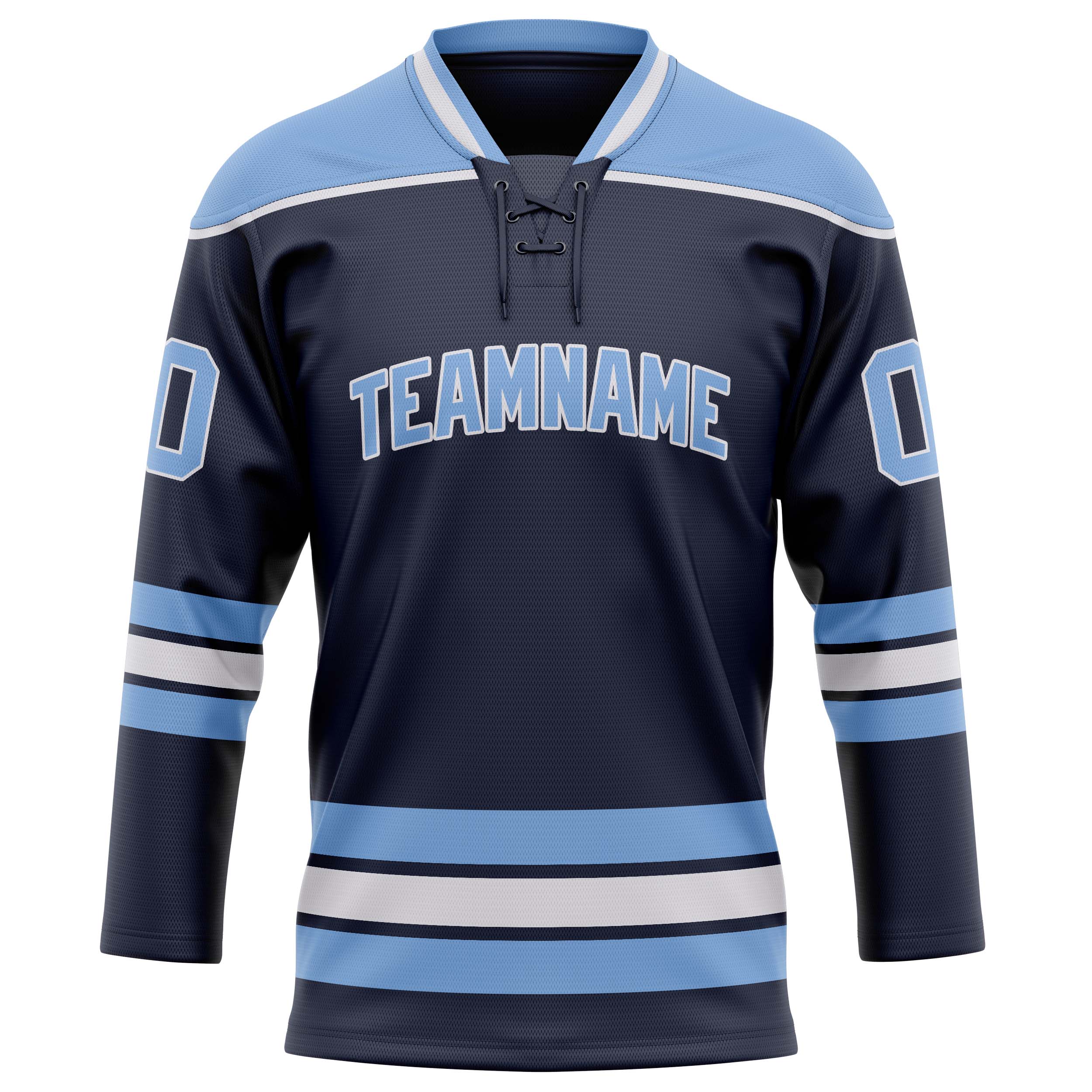 Personalized Navy & Light Blue Solid Colour Hockey Jersey