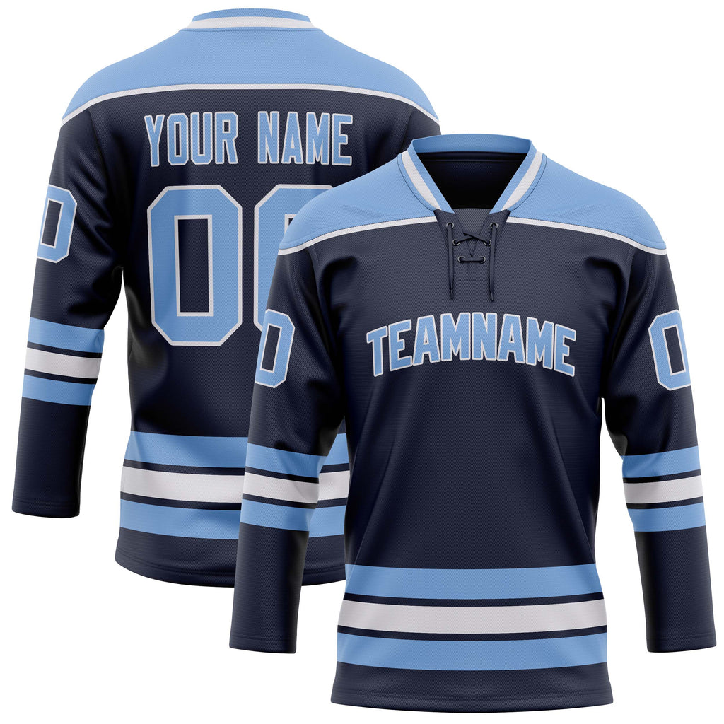 Personalized Navy & Light Blue Solid Colour Hockey Jersey