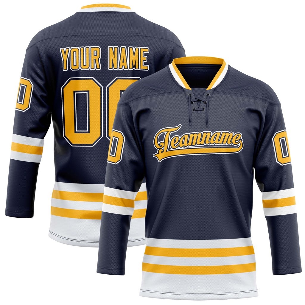 Personalized Navy & Gold Solid Colour Hockey Jersey