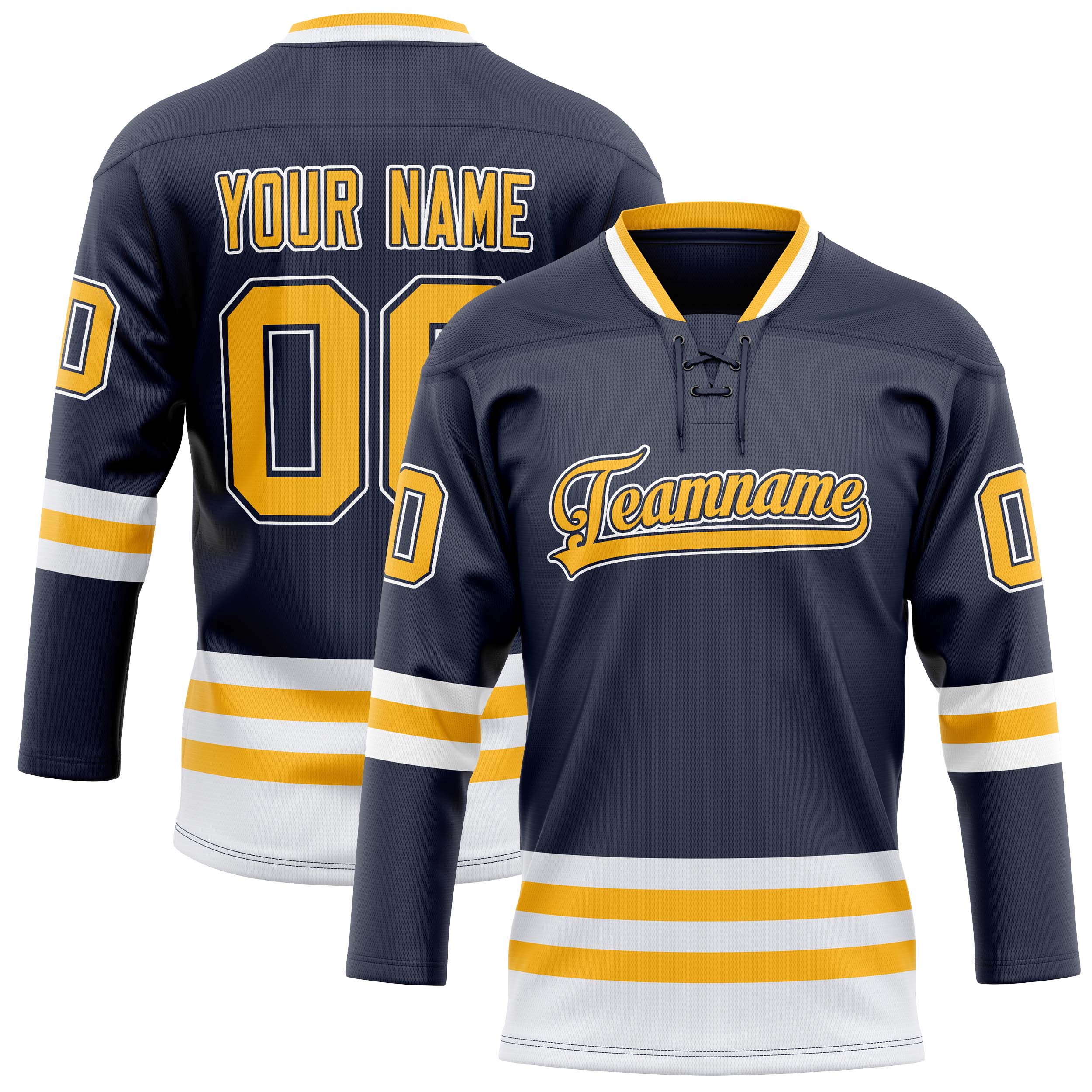 Personalized Navy & Gold Solid Colour Hockey Jersey