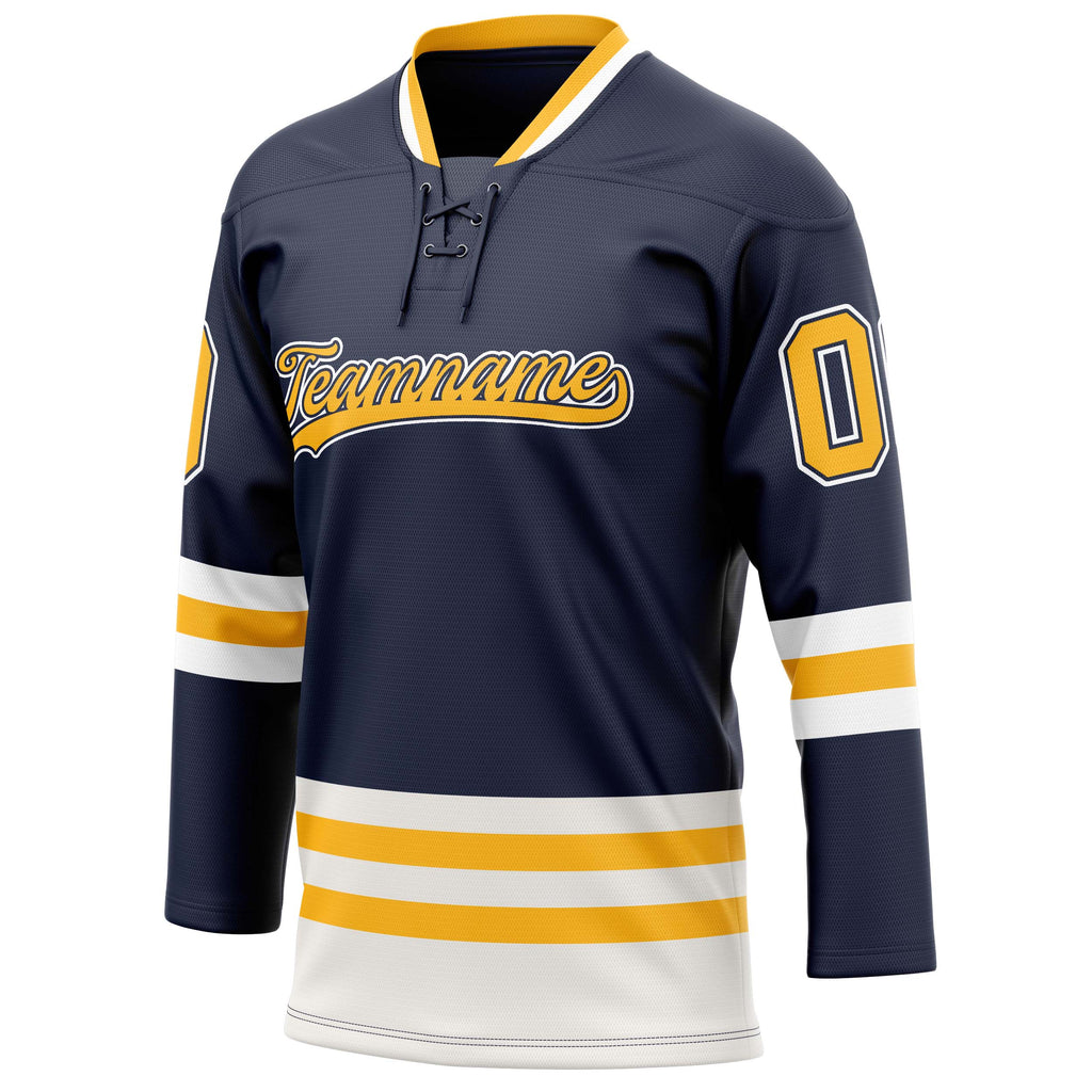 Personalized Navy & Gold Solid Colour Hockey Jersey