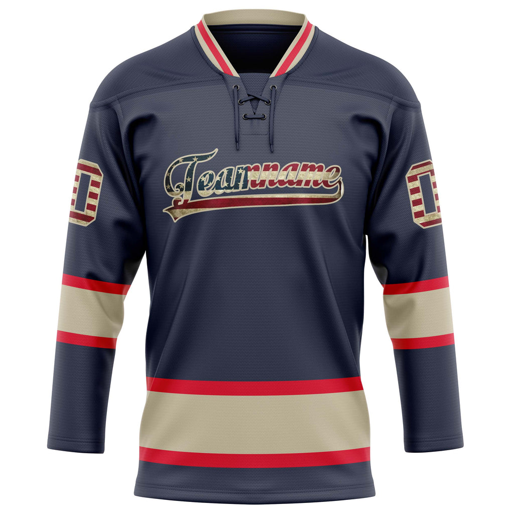 Personalized Navy & Cream Solid Colour Hockey Jersey