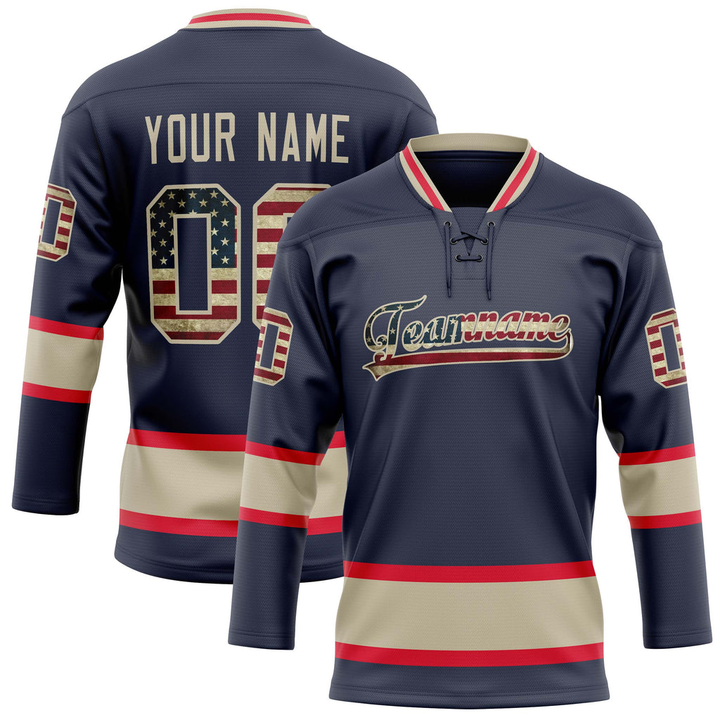 Personalized Navy & Cream Solid Colour Hockey Jersey