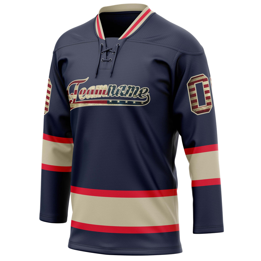 Personalized Navy & Cream Solid Colour Hockey Jersey