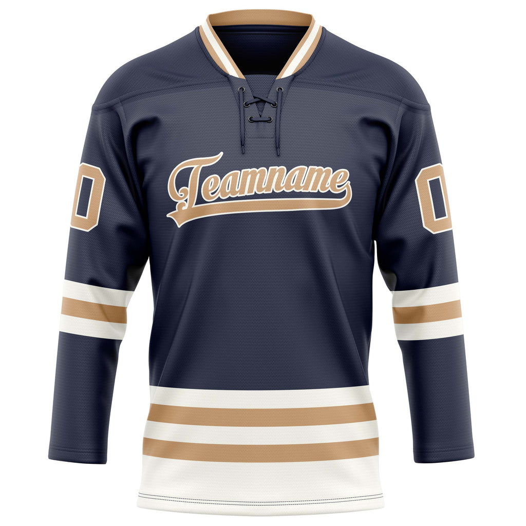Personalized Navy & Brown Solid Colour Hockey Jersey