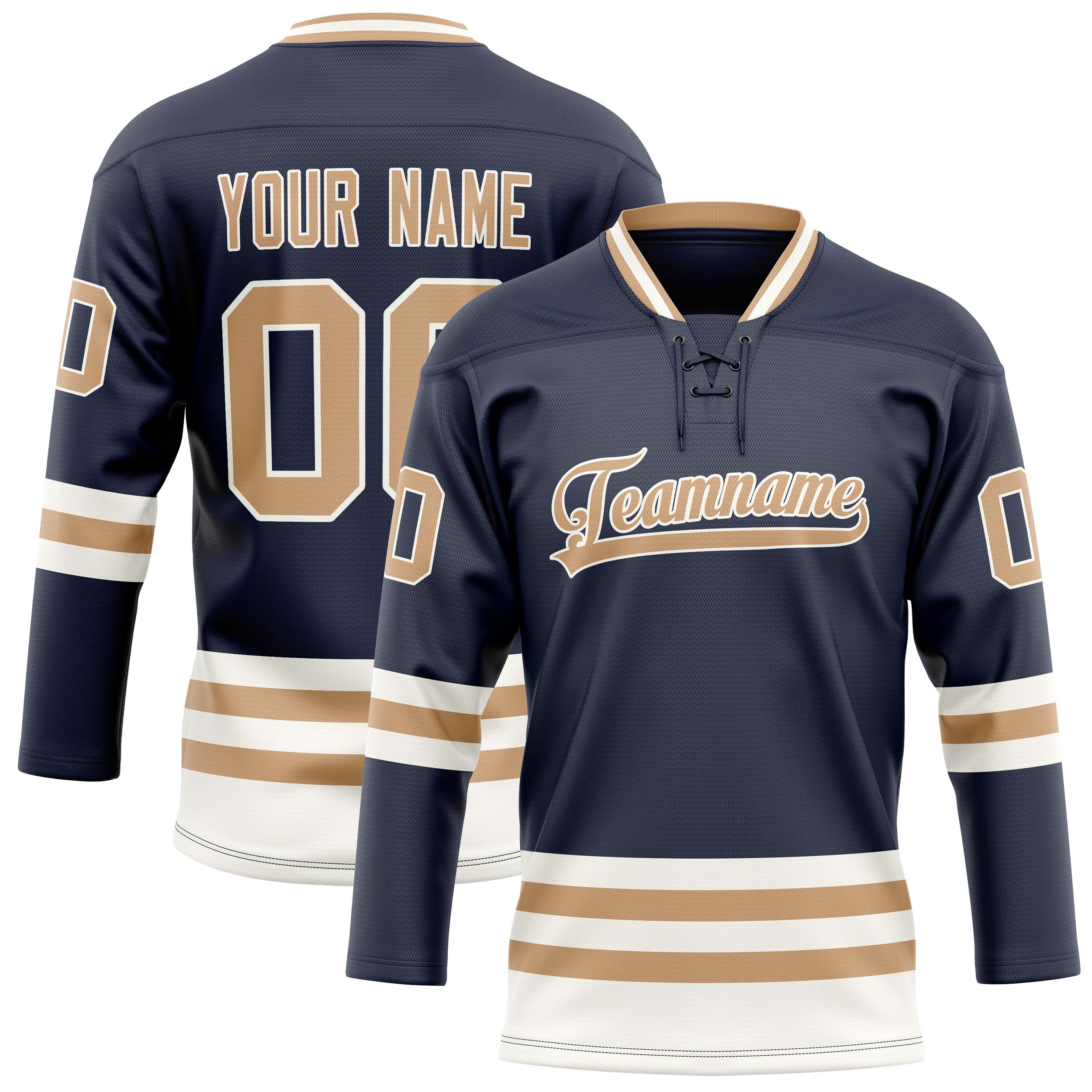 Personalized Navy & Brown Solid Colour Hockey Jersey