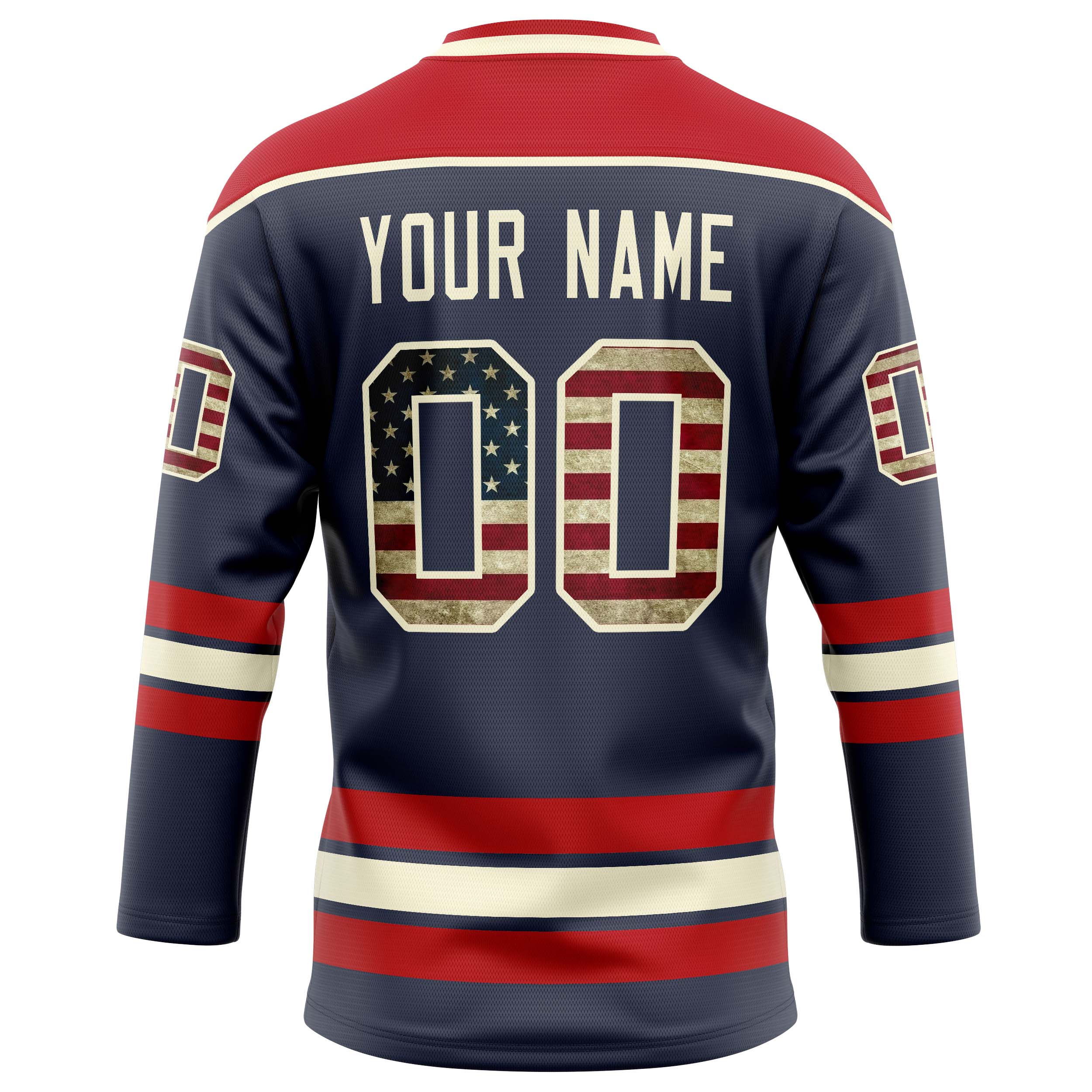 Personalized Navy & Red Solid Colour Hockey Jersey