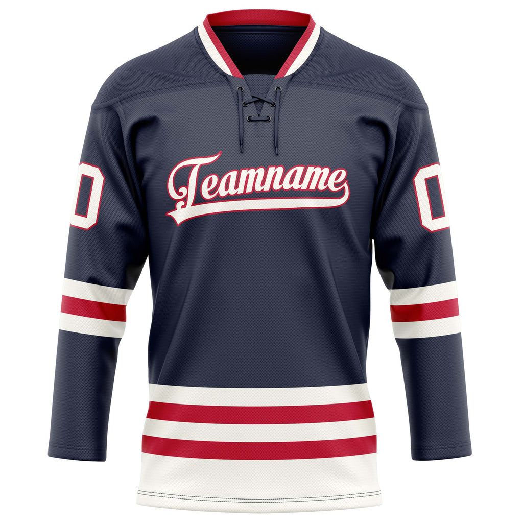 Personalized Navy & White Solid Colour Hockey Jersey