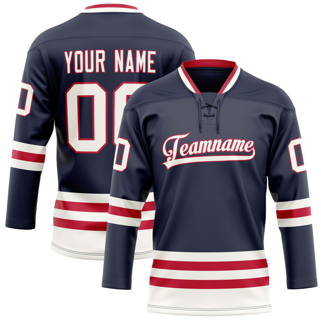 Personalized Navy & White Solid Colour Hockey Jersey
